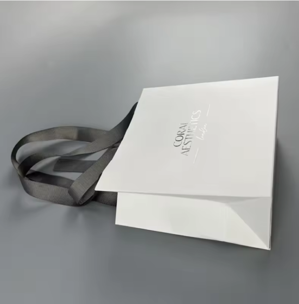 Customization - Bowknot - Gift Bag - Thread Ribbon3 Luxury Custom White Paper Gift Bag with Ribbon Bow Closure