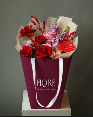 Custom Flower Bouquet Paper Bag with Ribbon Handle Custom-Flower-Bouquet-Paper-Bag-with-Ribbon-Handle