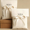 Foldable Flap Ribbon Tie Gift Bag Custom-Logo-Cotton-Linen-Bag
