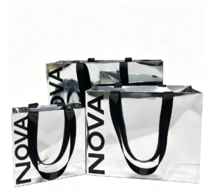 Multi-size-silver-mirror-metallic-paper-shopping-bags-set-high-gloss-reflective-gift-totes-with-black-ribbon-handles-for-brand-packaging.