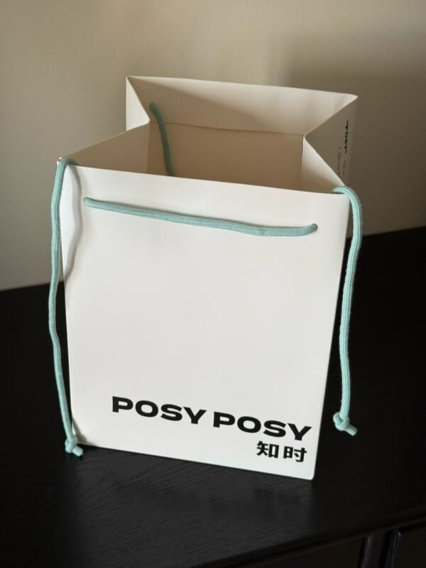 Custom Logo White Square Paper Bag with Cotton Cord Handle | Matte White Boutique Shopping Flower Gift Paper Bag