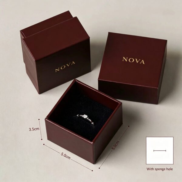 Custom Logo Burgundy Drawer Jewelry Box | Luxury Ribbon Gift Box For Ring Earring Necklace