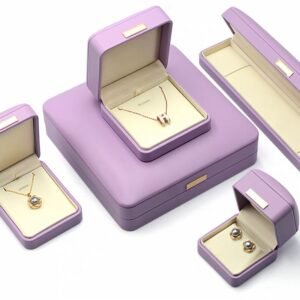 oem engraved metal plaque jewelry box lavender purple jewelry-box