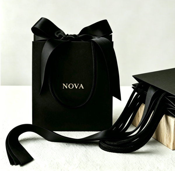 wholesale boutique packaging supply Custom Gold Foil Logo Jewelry Box & Ribbon Gift Bag | Luxury Black White Jewelry Packaging Set