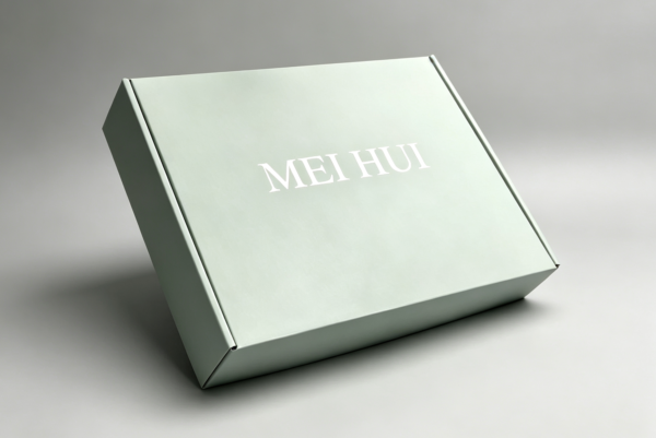 luxury-light-green-mailer-box-silver-foil-branding Custom printed tuck top mailer box with silver foil logo