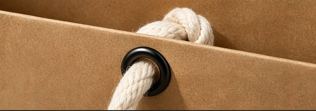 exposed metal grommets and eyelets reinforcement for heavy duty paper bags