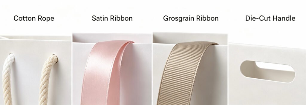 premium custom shopping bag handle materials cotton rope satin ribbon grosgrain